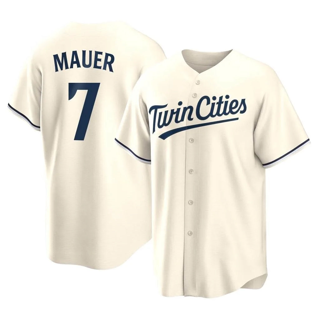 STECN M.Twins #7 Joe Mauer Player Cream Game Limited Home Stitched Jerseys
