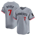 STECN M.Twins #7 Joe Mauer Player Gray Home Limited Stitched Jerseys