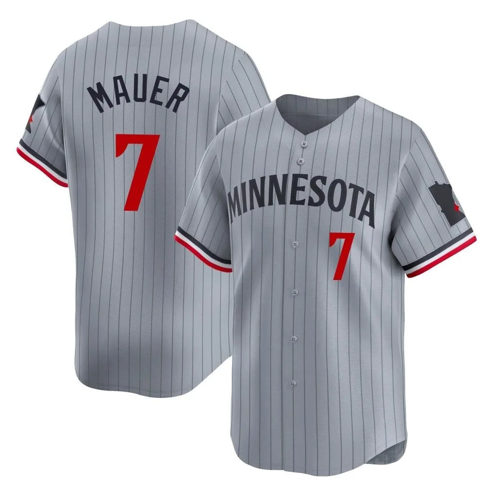 STECN M.Twins #7 Joe Mauer Player Gray Home Limited Stitched Jerseys