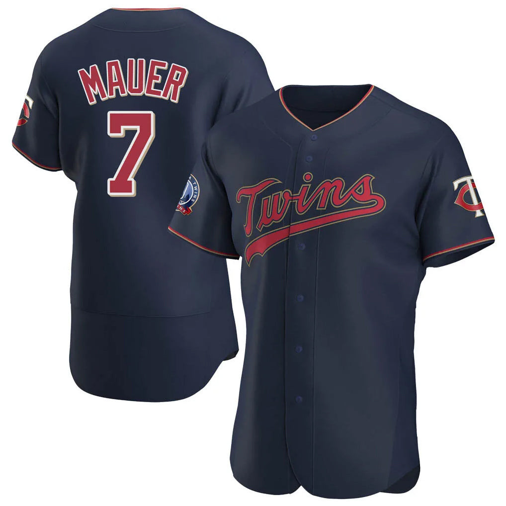 STECN M.Twins #7 Joe Mauer Player Navy 60th Home Limited Elite Stitched Jerseys