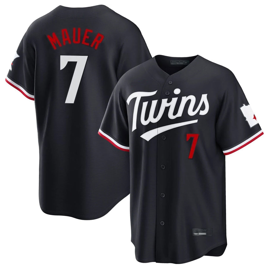 STECN M.Twins #7 Joe Mauer Player Navy Home Game Stitched Jerseys