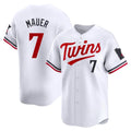 STECN M.Twins #7 Joe Mauer Player White Home Limited Stitched Jerseys