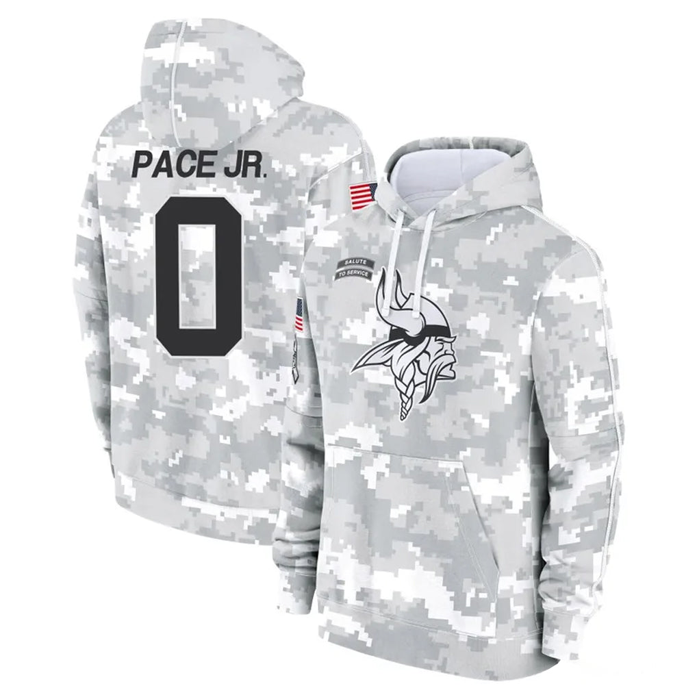 STECN MN.Vikings #0 Ivan Pace Jr. Player Arctic Camo Salute to Service Pullover Hoodies Limited Game Stitched Jerseys