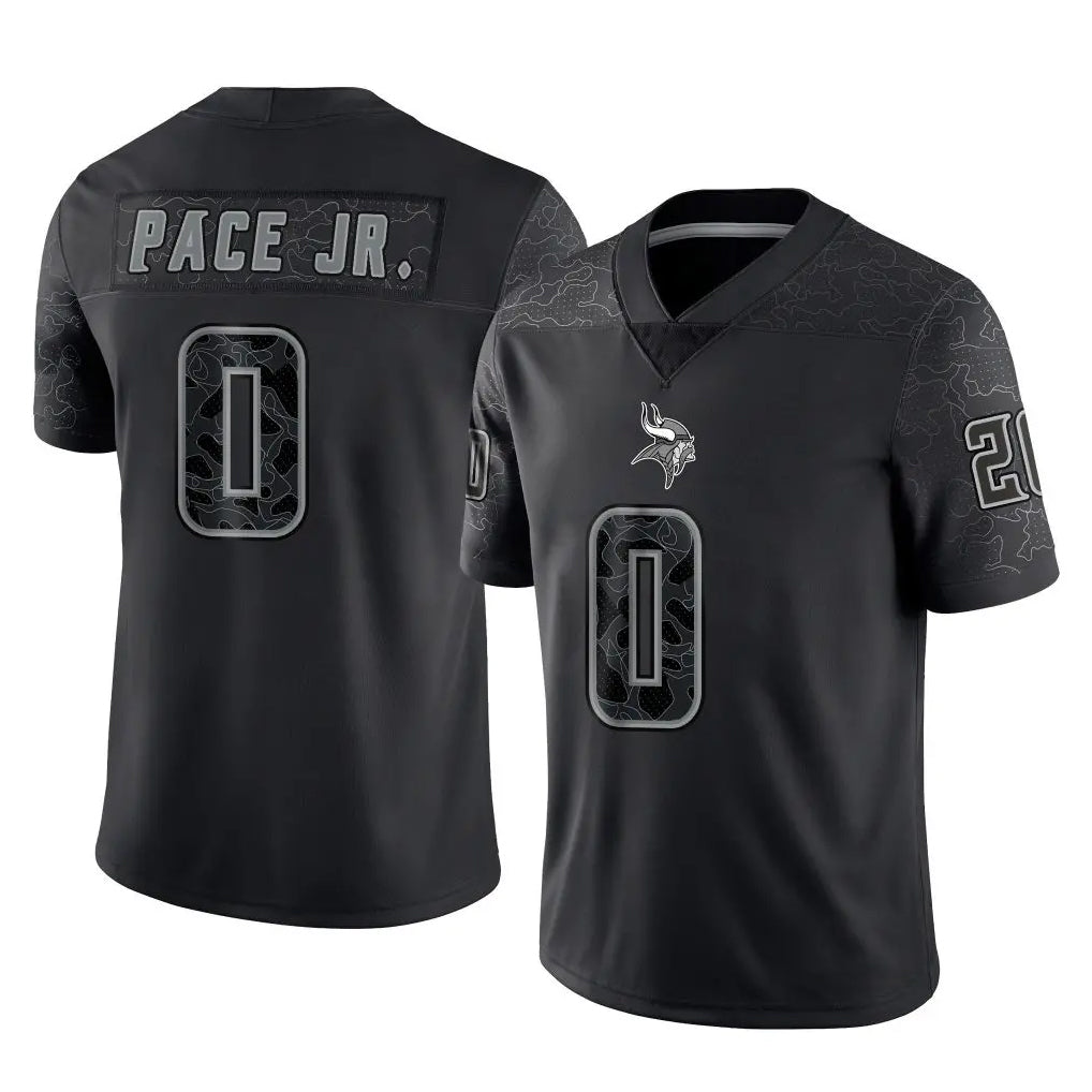 STECN MN.Vikings #0 Ivan Pace Jr. Player Black Reflective LImited Home Game Stitched Jerseys