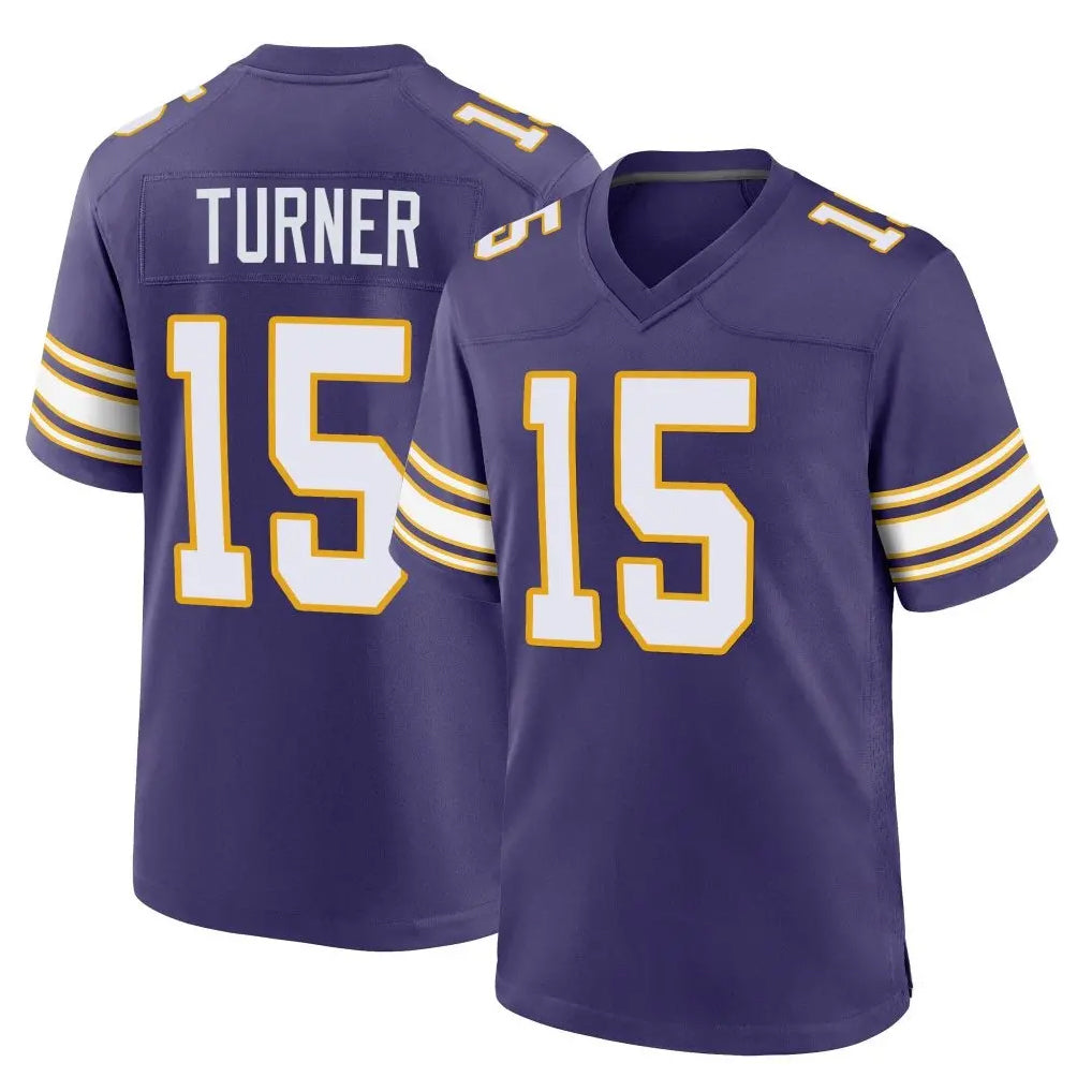 STECN MN.Vikings #15 Dallas Turner Player Purple Classic Home Game Stitched Jerseys