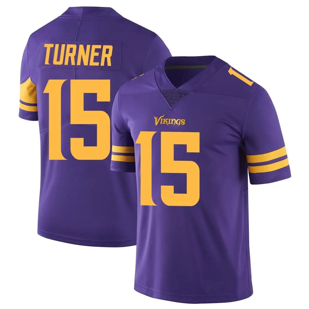 STECN MN.Vikings #15 Dallas Turner Player Purple Limited Color Rush Home Game Stitched Jerseys