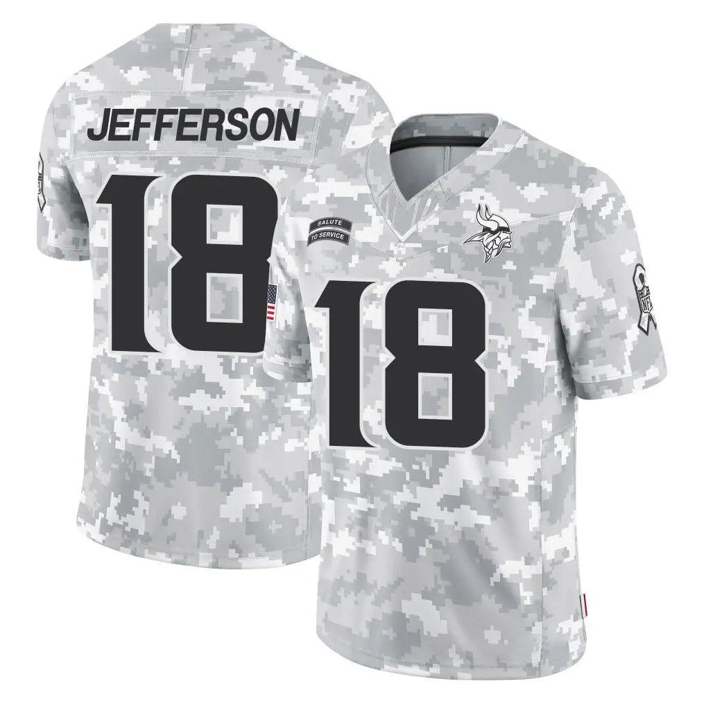 STECN MN.Vikings #18 Justin Jefferson Player Arctic Camo Salute To Service Limited Game Stitched Jerseys
