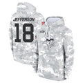 STECN MN.Vikings #18 Justin Jefferson Player Arctic Camo Salute to Service Pullover Hoodies Limited Game Stitched Jerseys