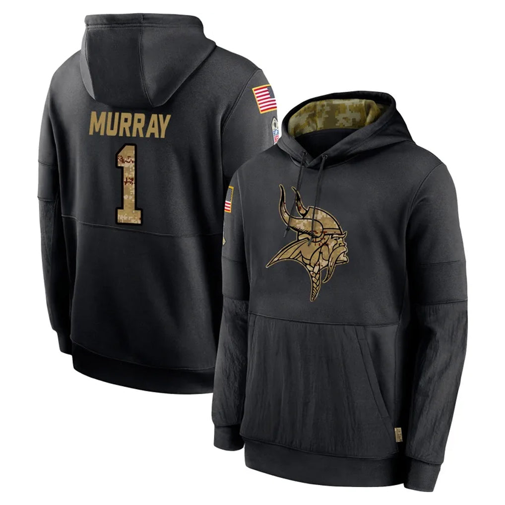 STECN MN.Vikings #1 Kyler Murray Player Black Salute to Service Hoodies Limited Game Stitched Jerseys