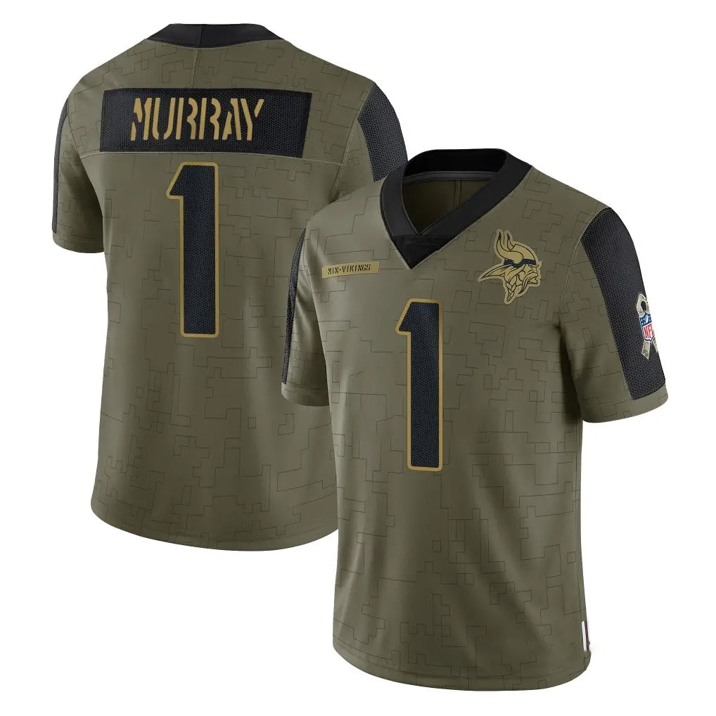 STECN MN.Vikings #1 Kyler Murray Player Olive Salute To Service Limited Game Stitched Jerseys