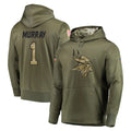 STECN MN.Vikings #1 Kyler Murray Player Olive Salute to Service Pullover Hoodies Home Game Stitched Jerseys