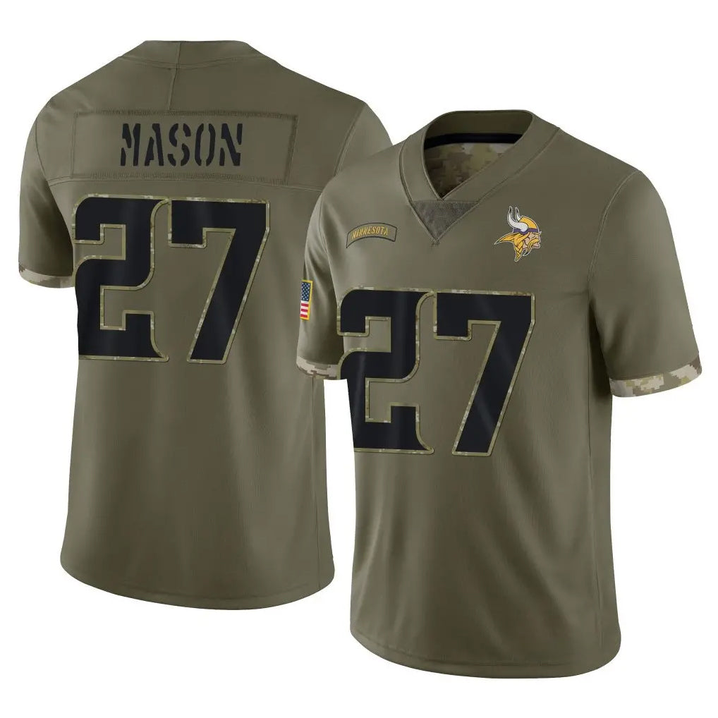 STECN MN.Vikings #27 Jordan Mason Player Olive Salute To Service Limited Stitched Jerseys