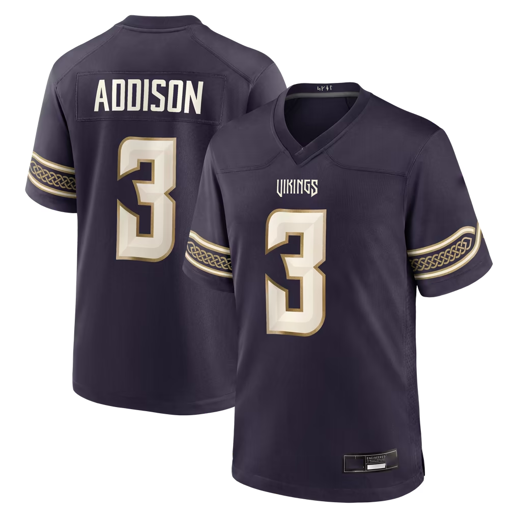 STECN MN.Vikings #3 Jordan Addison Purple 2026 Rivalries Collection Game Stitched Jerseys