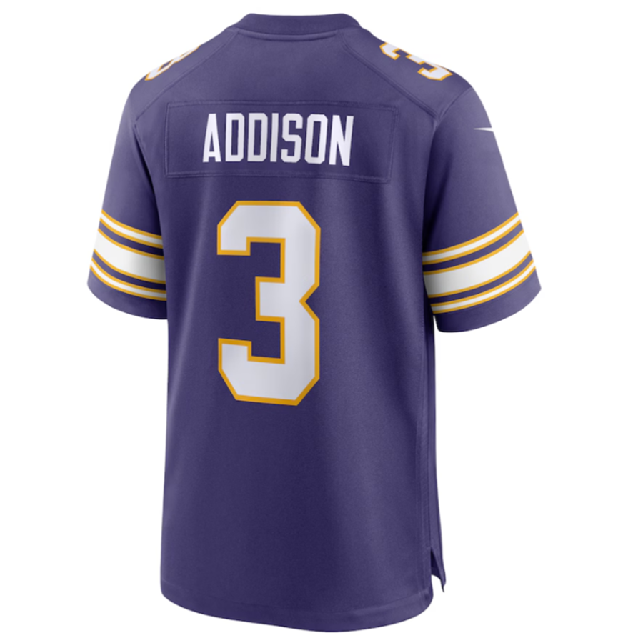 STECN MN.Vikings #3 Jordan Addison Purple Classic Player Game Jersey American Stitched Jersey