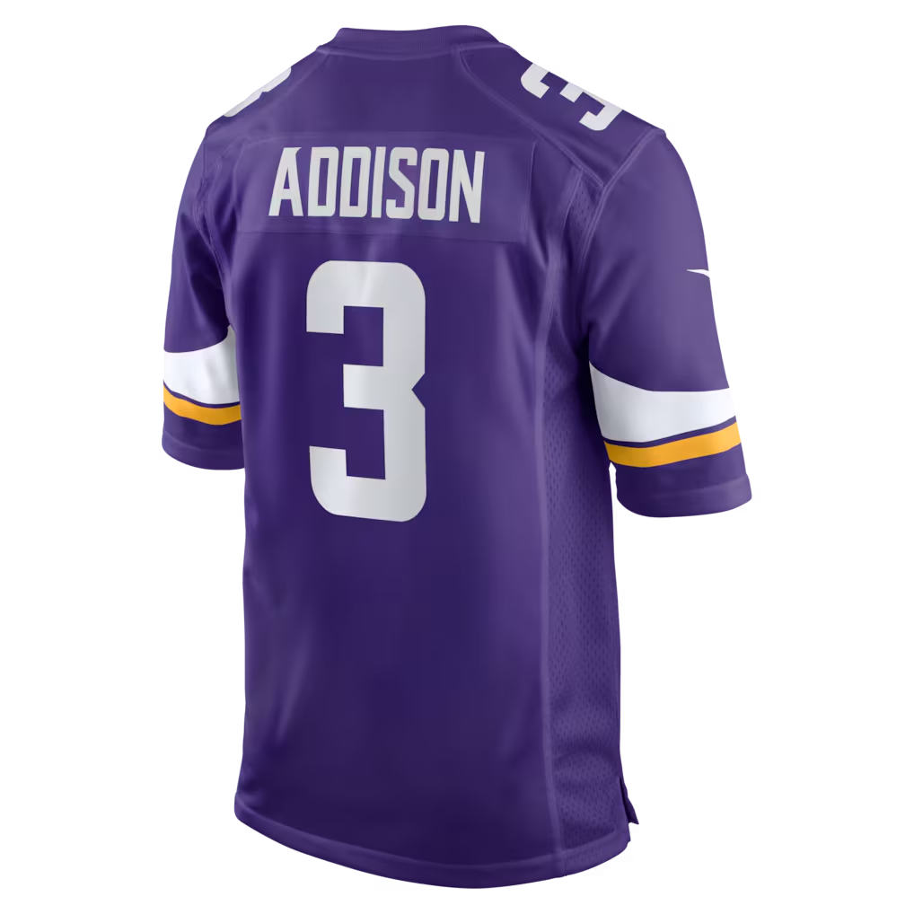 STECN MN.Vikings #3 Jordan Addison Purple Game Stitched Jerseys