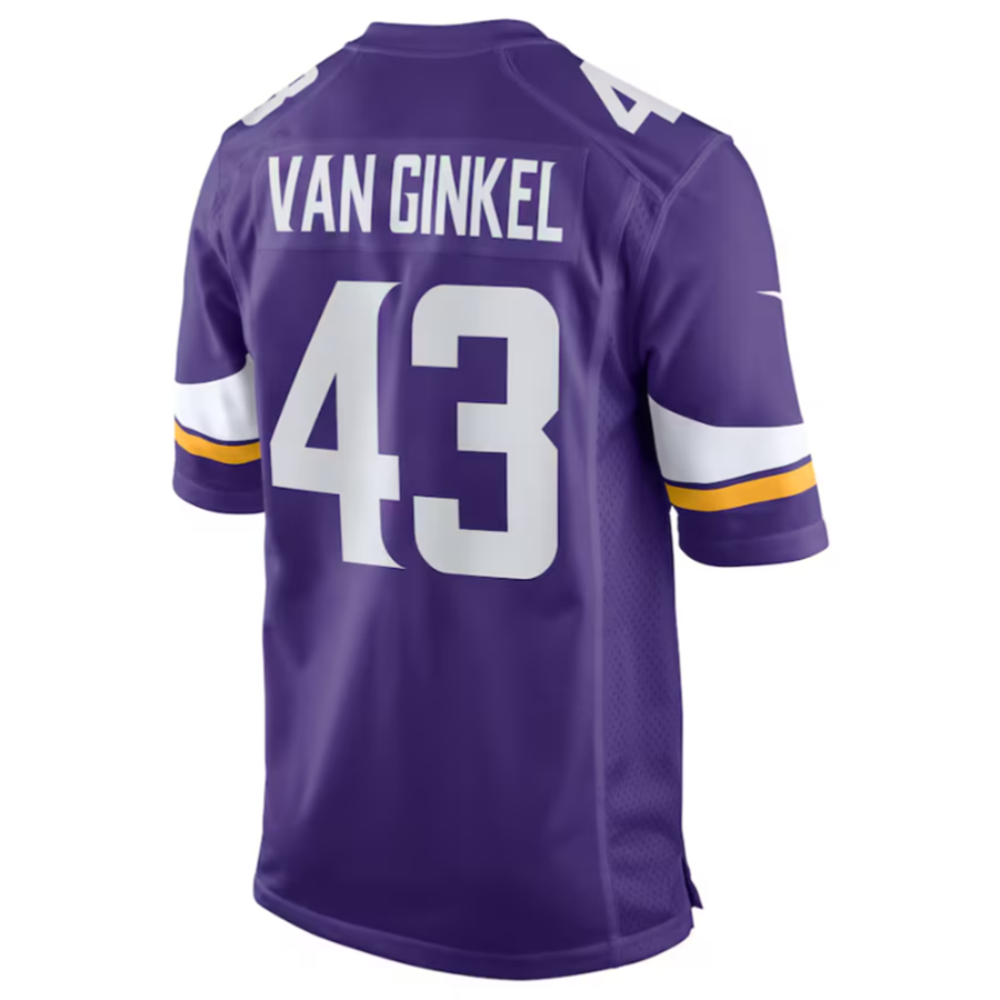 STECN MN.Vikings #43 Andrew Van Ginkel Purple Team Game Jersey Stitched American Stitched Jerseys