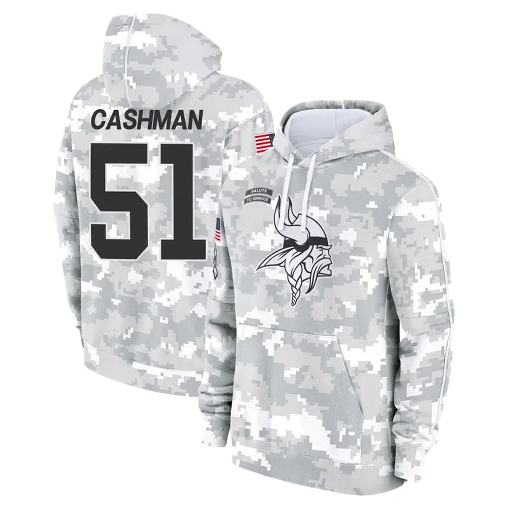 STECN MN.Vikings #51 Blake Cashman Player Arctic Camo Salute to Service Pullover Hoodies Limited Game Stitched Jerseys