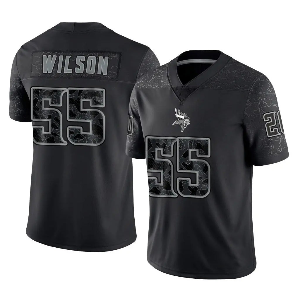 STECN MN.Vikings #55 Eric Wilson Player Black Reflective LImited Home Game Stitched Jerseys