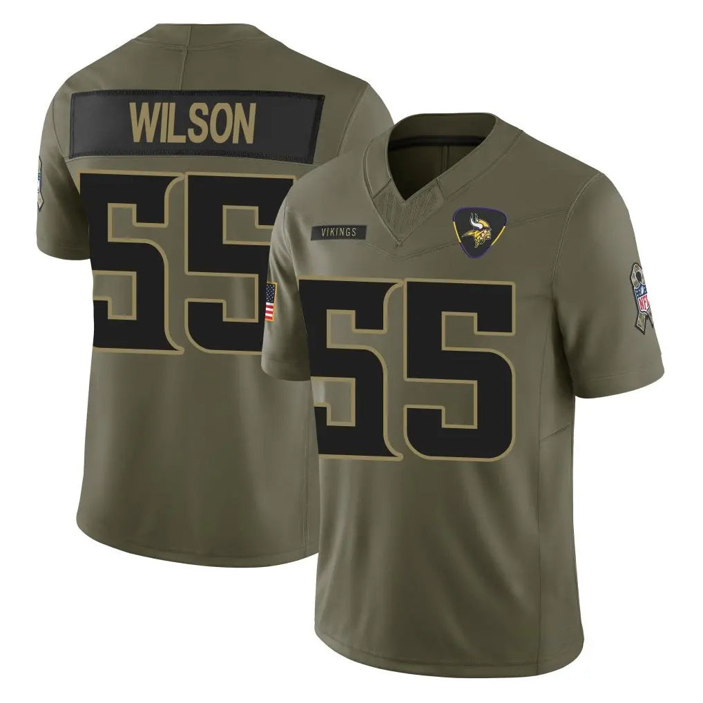 STECN MN.Vikings #55 Eric Wilson Player Olive 2025 Salute To Service Limited Game Stitched Jerseys