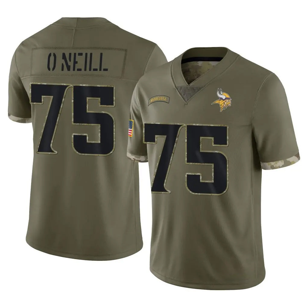 STECN MN.Vikings #75 Brian O'Neill Player Olive Salute To Service Limited Stitched Jerseys