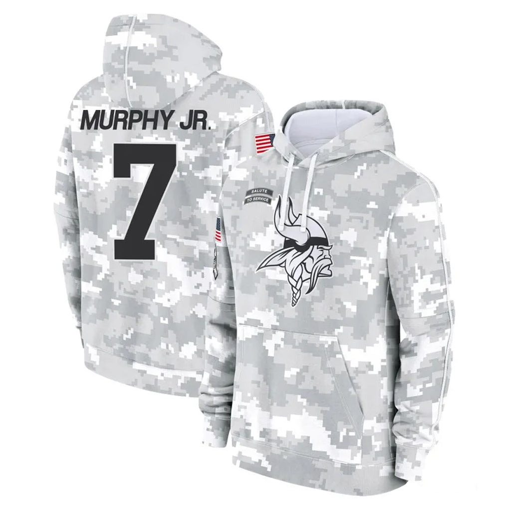 STECN MN.Vikings #7 Byron Murphy Jr. Player Arctic Camo Salute to Service Pullover Hoodies Limited Game Stitched Jerseys