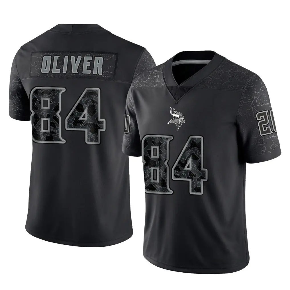 STECN MN.Vikings #84 Josh Oliver Player Black Reflective LImited Home Game Stitched Jerseys