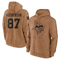 STECN MN.Vikings #87 T.J. Hockenson Player Brown Salute to Service Pullover Hoodies Limited Game Stitched Jerseys