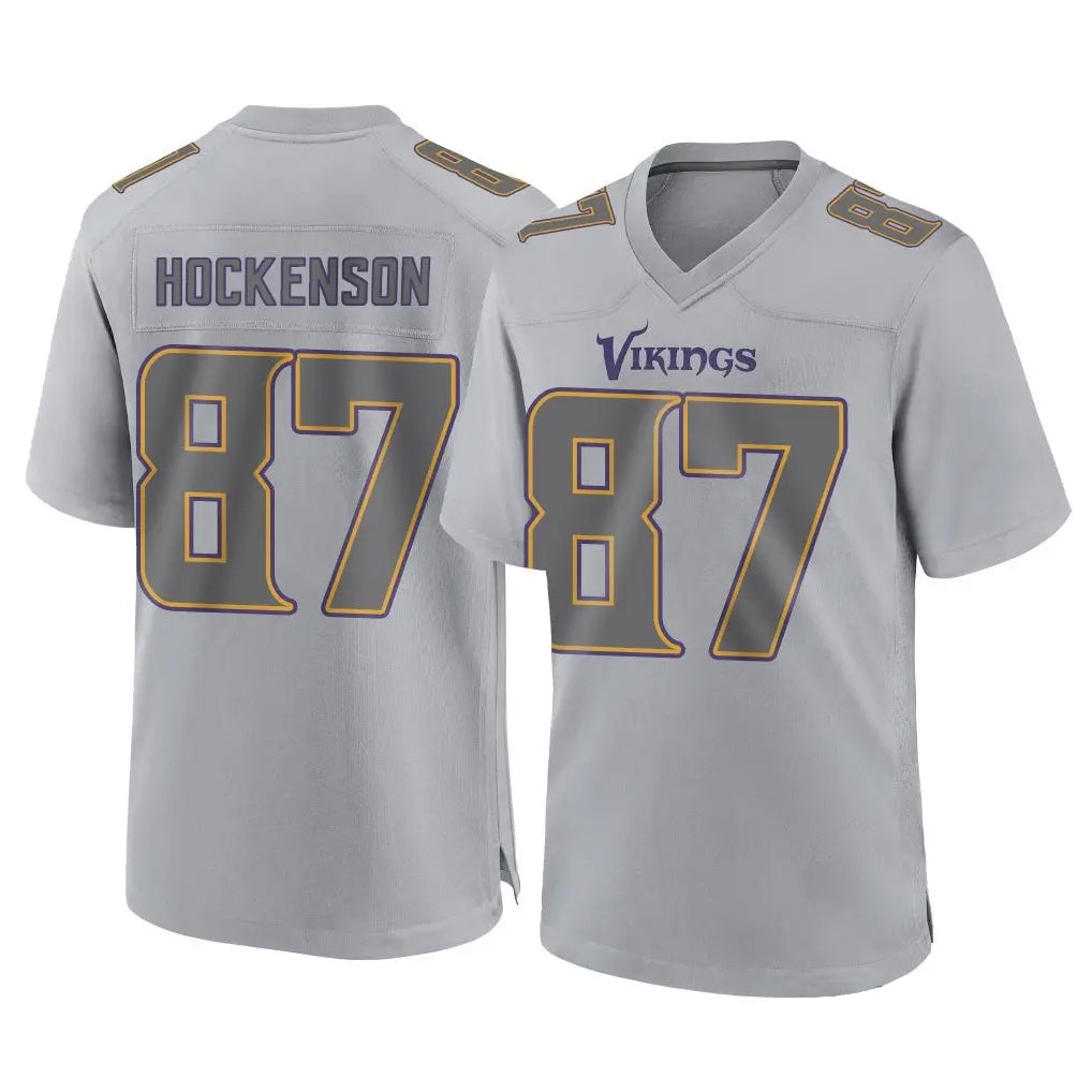 STECN MN.Vikings #87 T.J. Hockenson Player Gray Atmosphere Fashion Home Game Stitched Jerseys