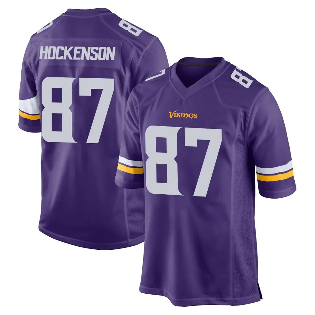 STECN MN.Vikings #87 T.J. Hockenson Player Purple Home Game Stitched Jerseys