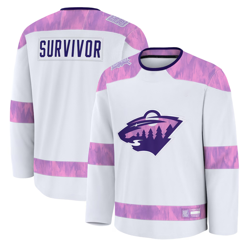 STECN M.Wild White Hockey Fights Cancer Survivor Practice Jerseys