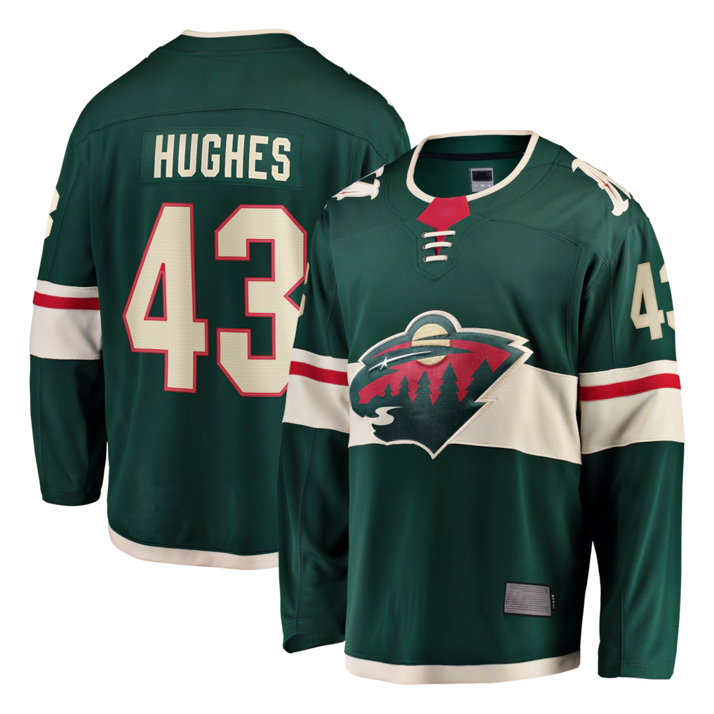 STECN M.Wild #43 Quinn Hughes Green Home Breakaway Jerseys