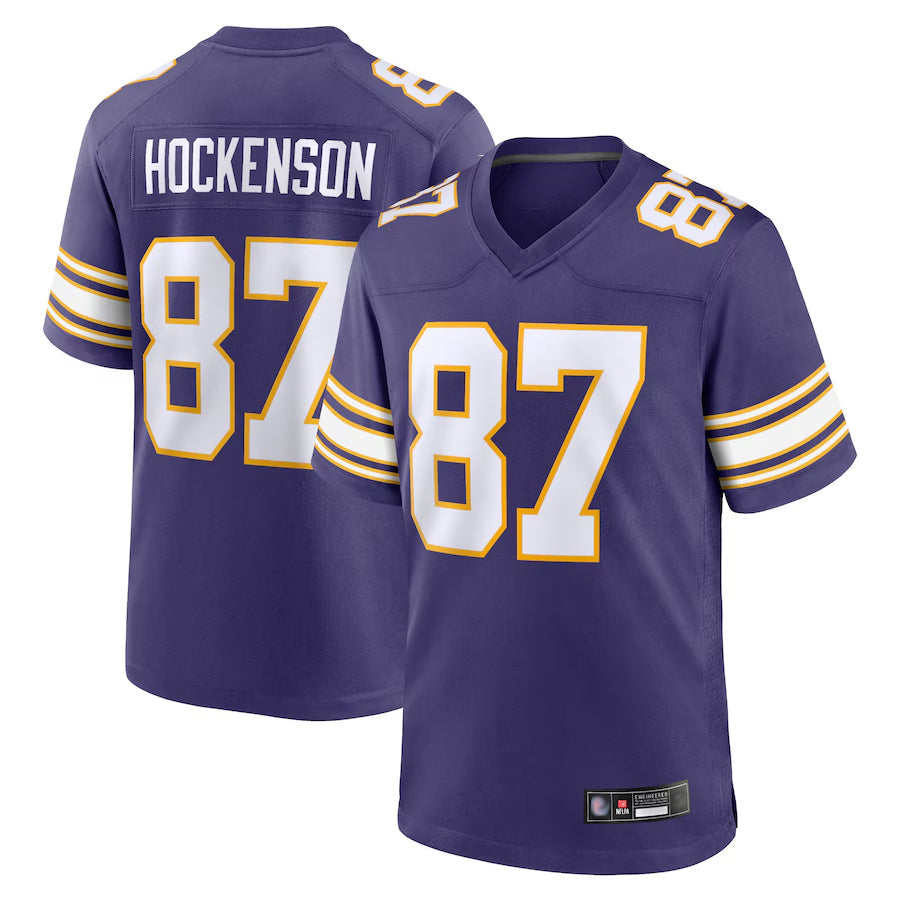 STECN MN.Vikings Secondary Alternate Game Football Jerseys - Purple - #87 T.J. Hockenson Player Stitched Jerseys