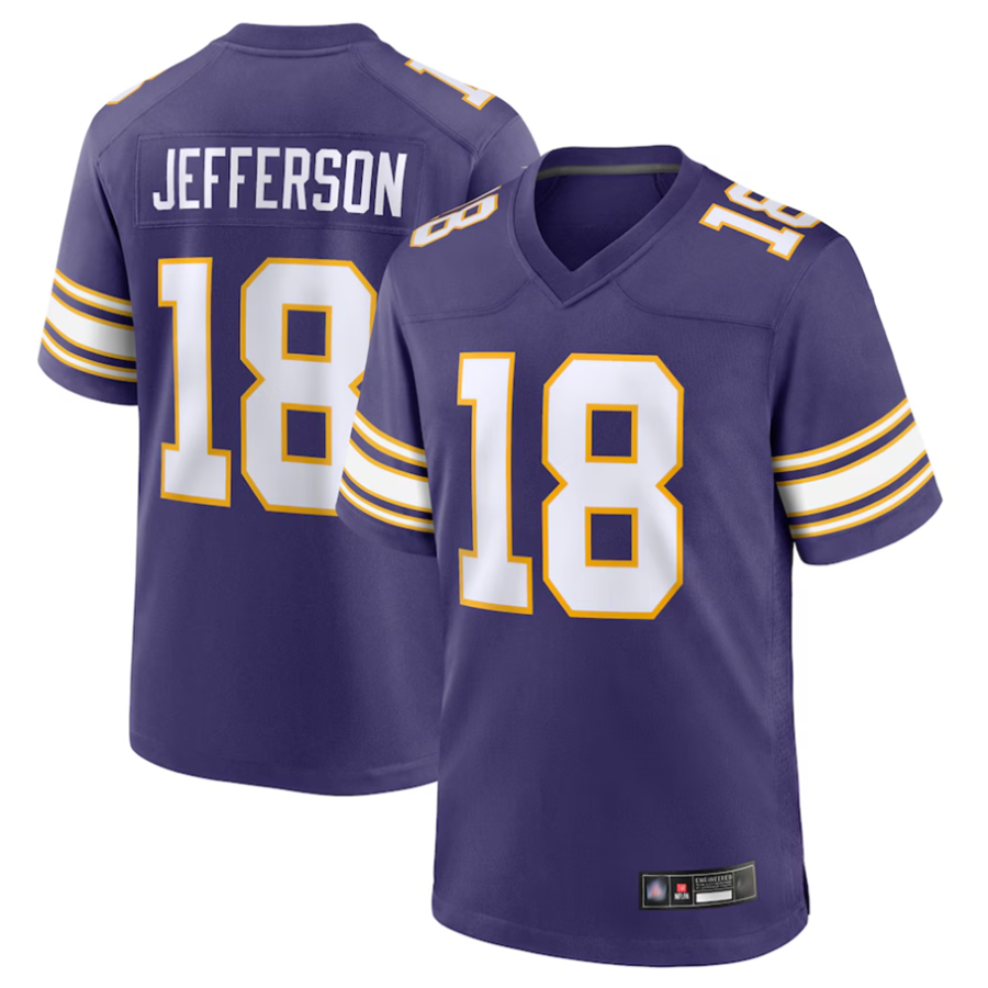 STECN MN.Vikings #18 Justin Jefferson Player Purple Classic Limited Game Stitched Jerseys