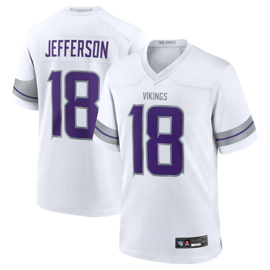 STECN MN.Vikings #18 Justin Jefferson Player White Replica Game Stitched Jerseys