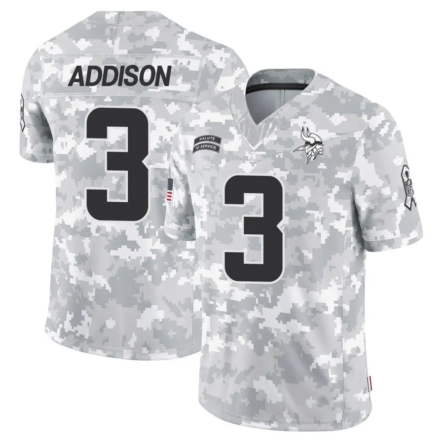 STECN MN.Vikings #3 Jordan Addison Player Arctic Camo Salute to Service Limited Stitched Jerseys