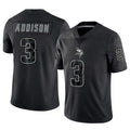 STECN MN.Vikings #3 Jordan Addison Player Black REFLECTIVE Limited Stitched Jerseys