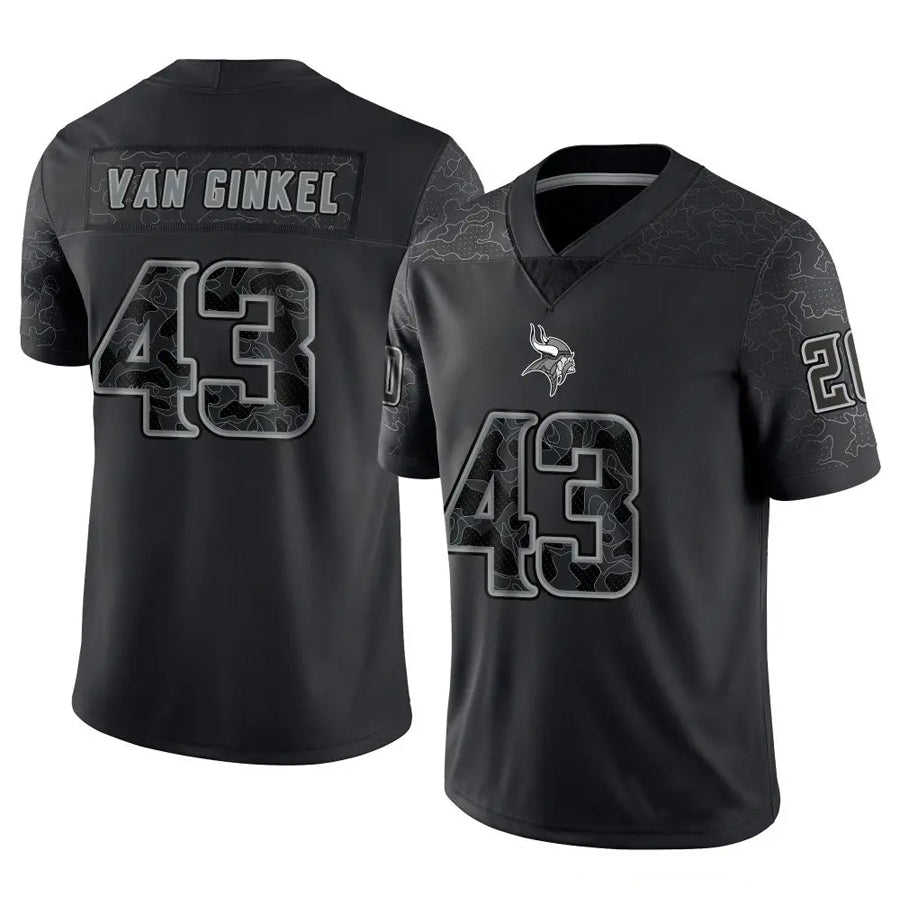 STECN MN.Vikings #43 Andrew Van Ginkel Player Black REFLECTIVE Limited Stitched Jerseys