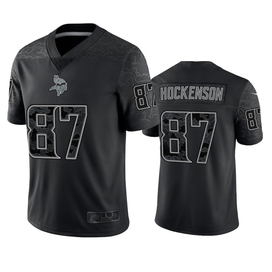 STECN MN.Vikings #87 T.J. Hockenson Player Black REFLECTIVE Limited Stitched Jerseys