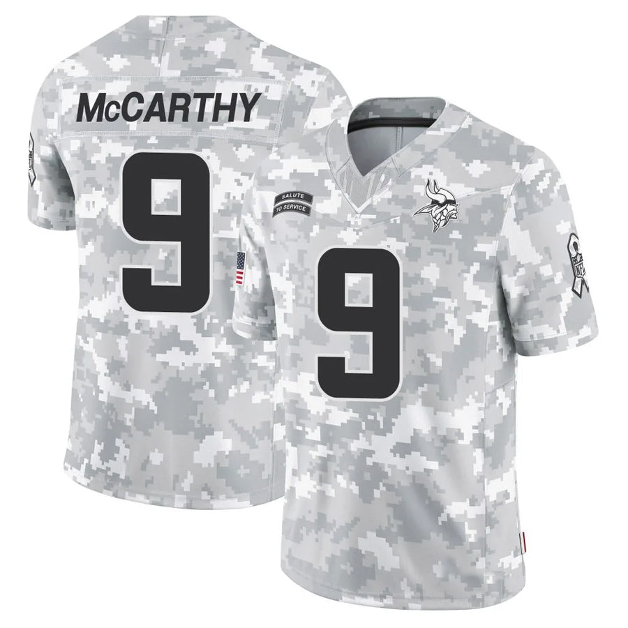 STECN MN.Vikings #9 J.J. McCarthy Player Arctic Camo Salute to Service Limited Stitched Jerseys