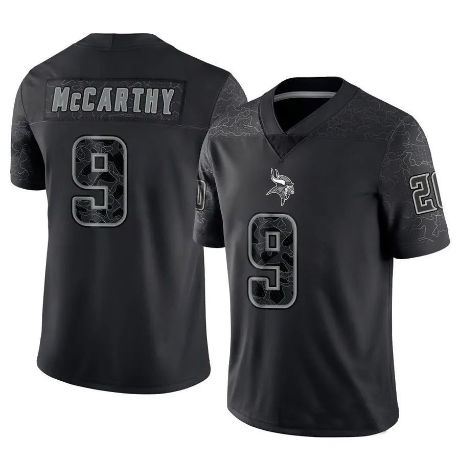 STECN MN.Vikings #9 J.J. McCarthy Player Black REFLECTIVE Limited Stitched Jerseys