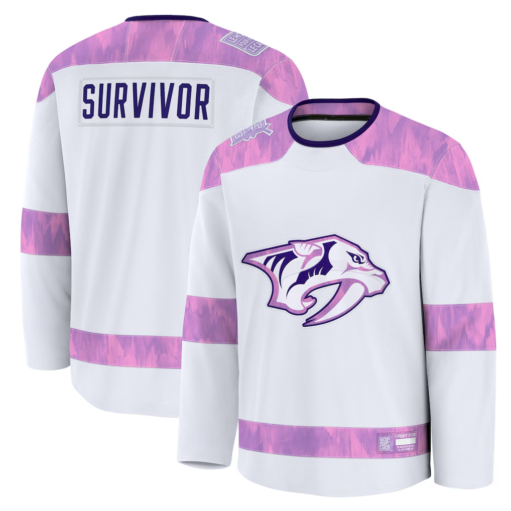 STECN N.Predators White Hockey Fights Cancer Survivor Practice Jerseys