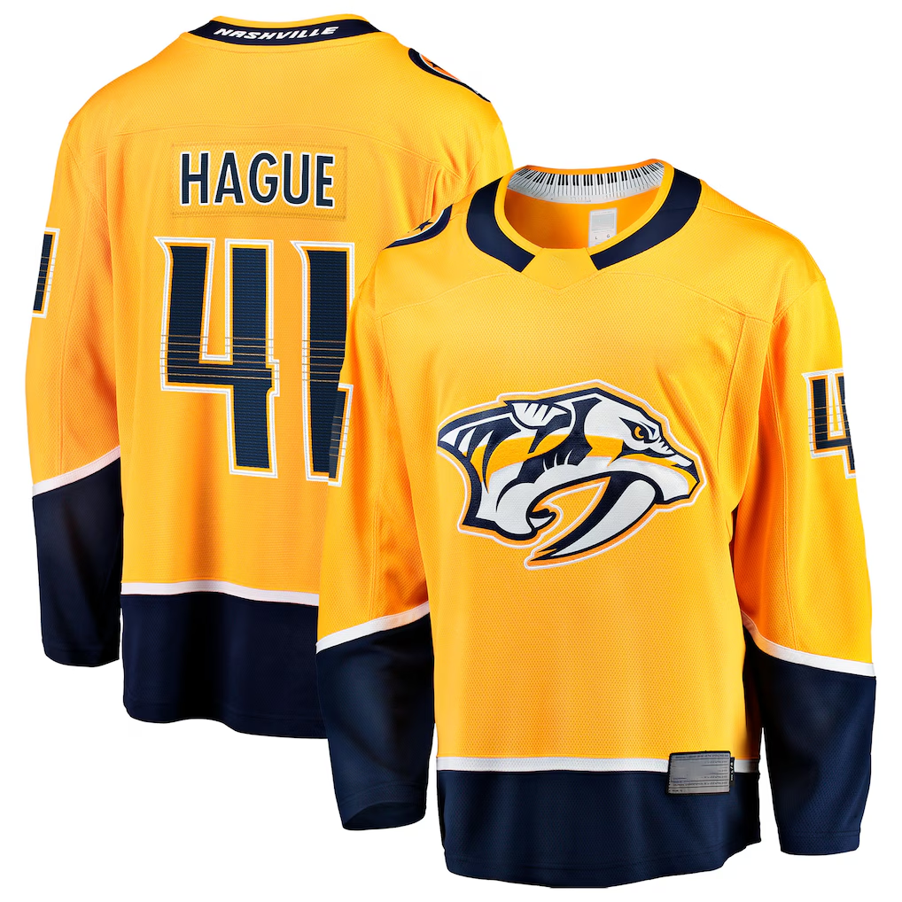 STECN N.Predators #41 Nicolas Hague Gold Home Breakaway Jerseys