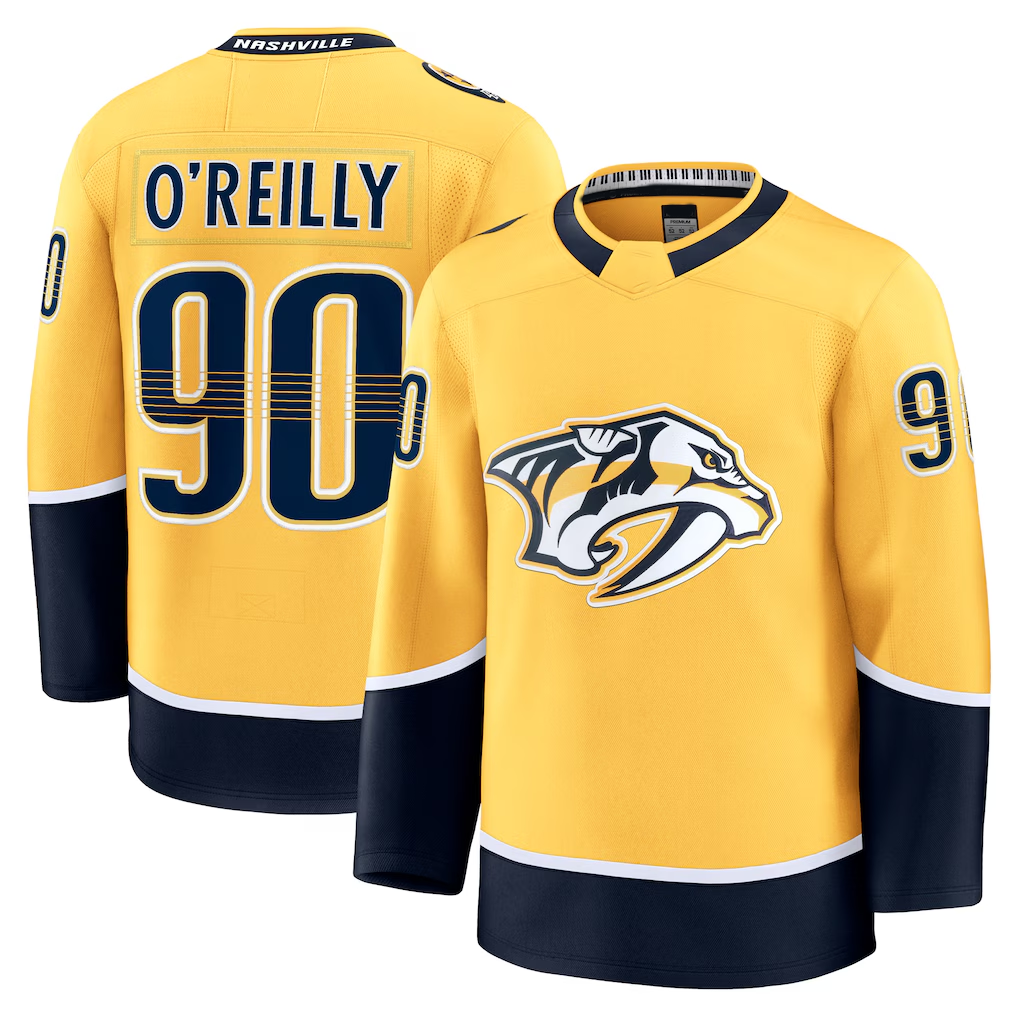 STECN N.Predators #90 Ryan O'Reilly Yellow Home Premium Jerseys