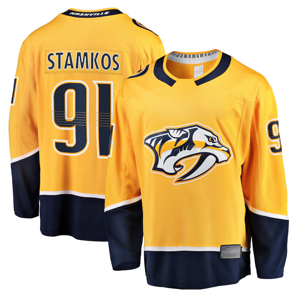 STECN N.Predators #91 Steven Stamkos Gold Home Premier Breakaway Player Jerseys