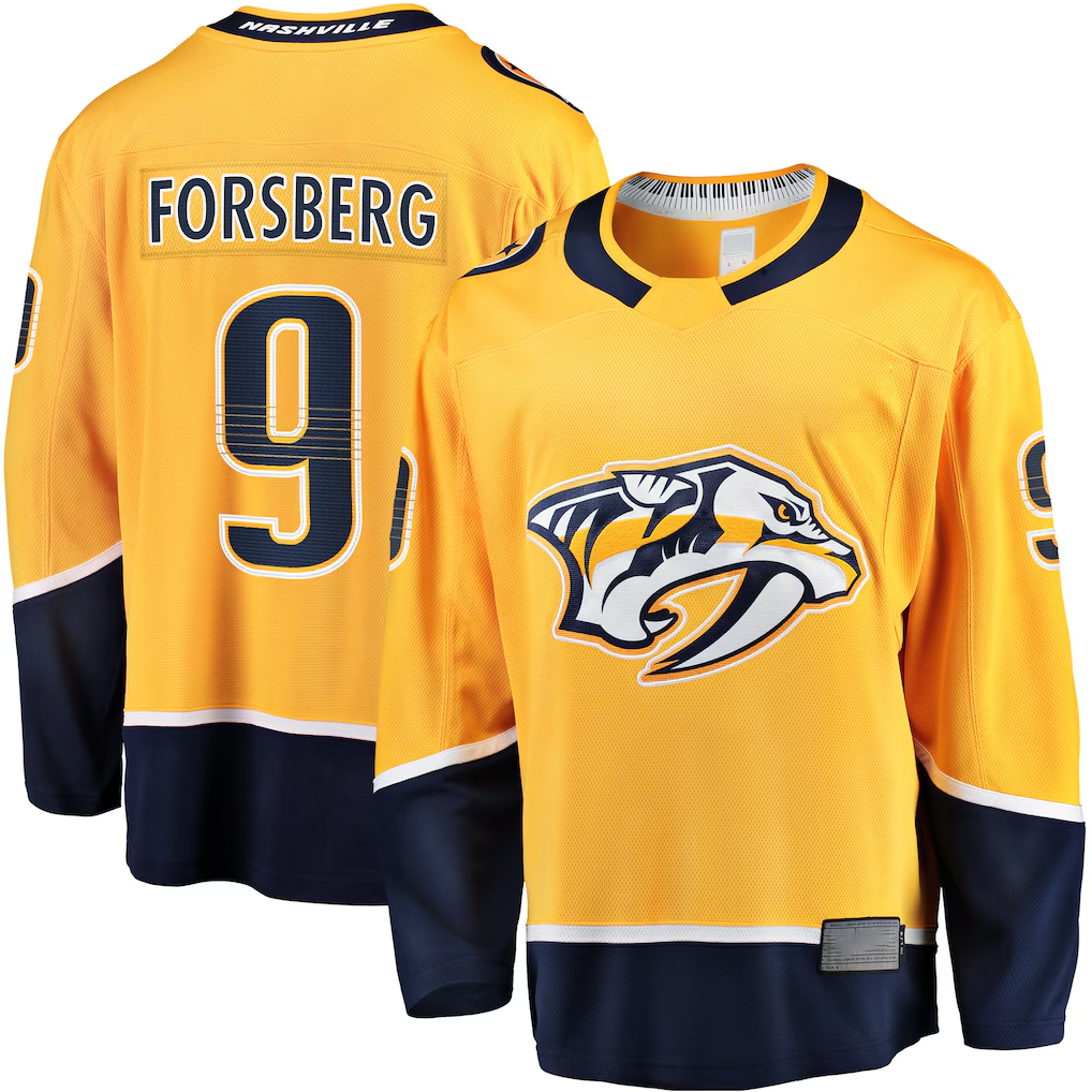 STECN N.Predators #9 Filip Forsberg Gold Home Breakaway Jerseys