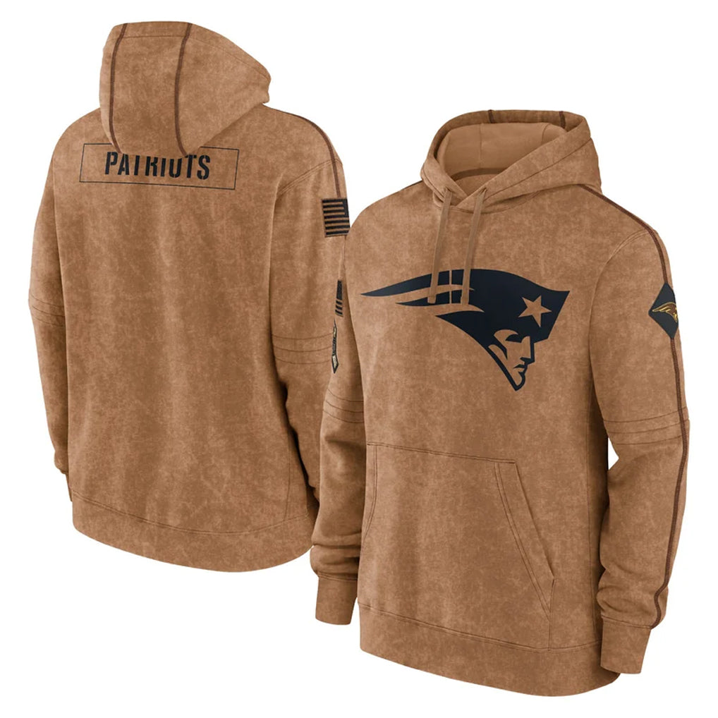 STECN NE.Patriots Brown Salute to Service Pullover Hoodies Limited Game Blank Player Stitched Jerseys