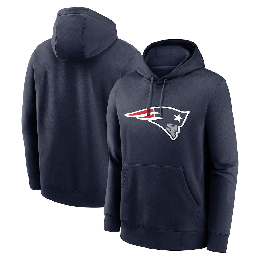 STECN NE.Patriots Navy LOGO Pullover Hoodies Home Game Blank Player Stitched Jerseys