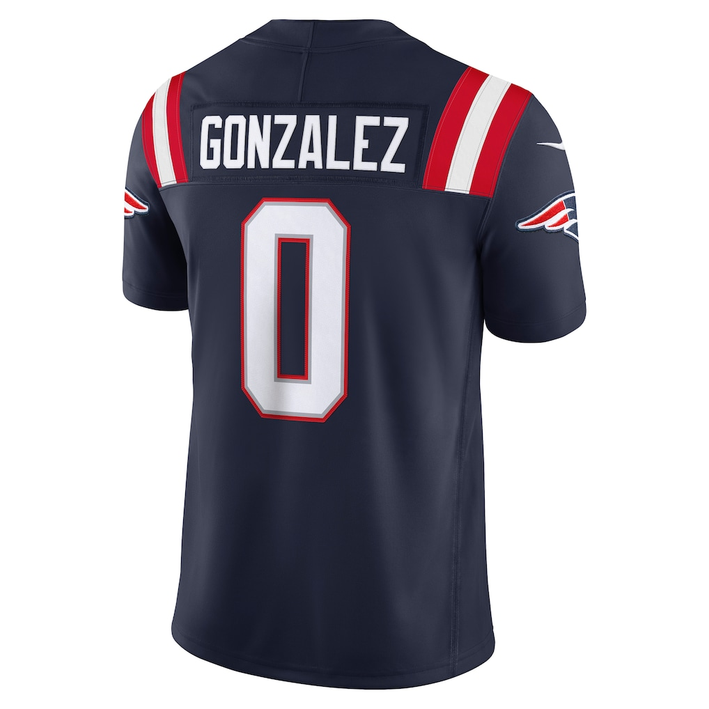 STECN NE.Patriots #0 Christian Gonzalez Navy Team Vapor F.U.S.E. Stitched Limited Jerseys