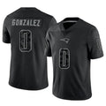 STECN NE.Patriots #0 Christian Gonzalez Player Black Reflective Limited Stitched Jerseys
