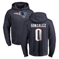 STECN NE.Patriots #0 Christian Gonzalez Player Navy LOGO Pullover Hoodies Home Game Stitched Jerseys